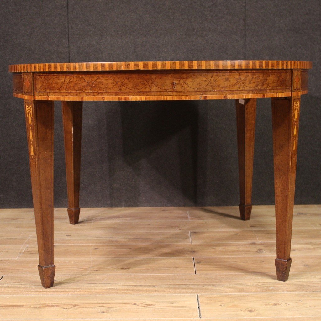 Tavolo inglese anni 50' intarsiato in stile Luigi XVI -photo-4