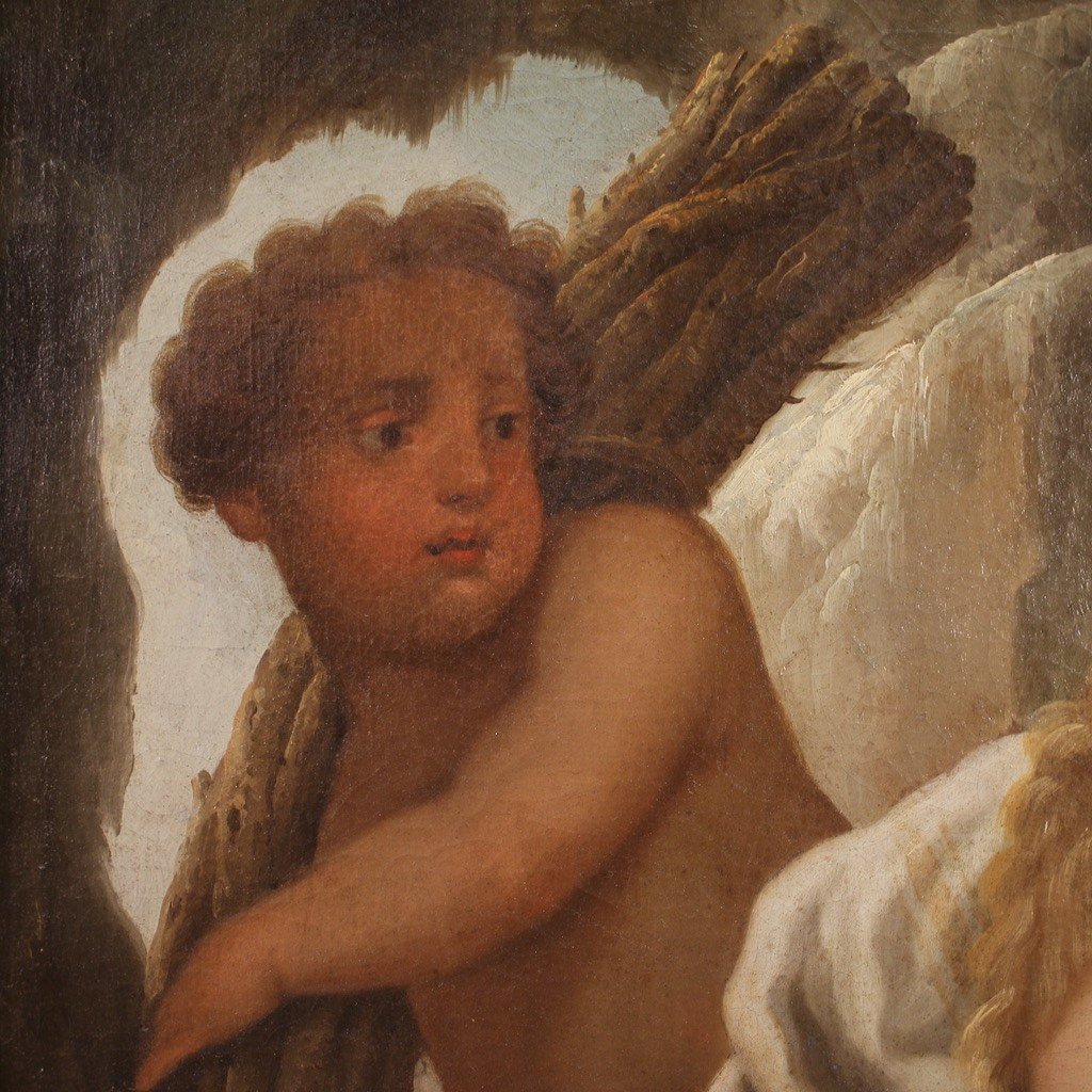 Grande dipinto del XVIII secolo, allegoria dell'inverno -photo-4