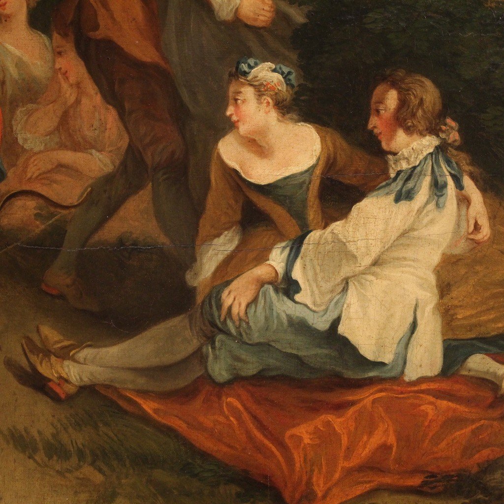 Dipinto francese rococò scena di genere del XVIII secolo-photo-1
