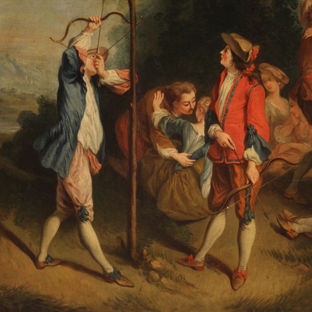 Dipinto francese rococò scena di genere del XVIII secolo-photo-3