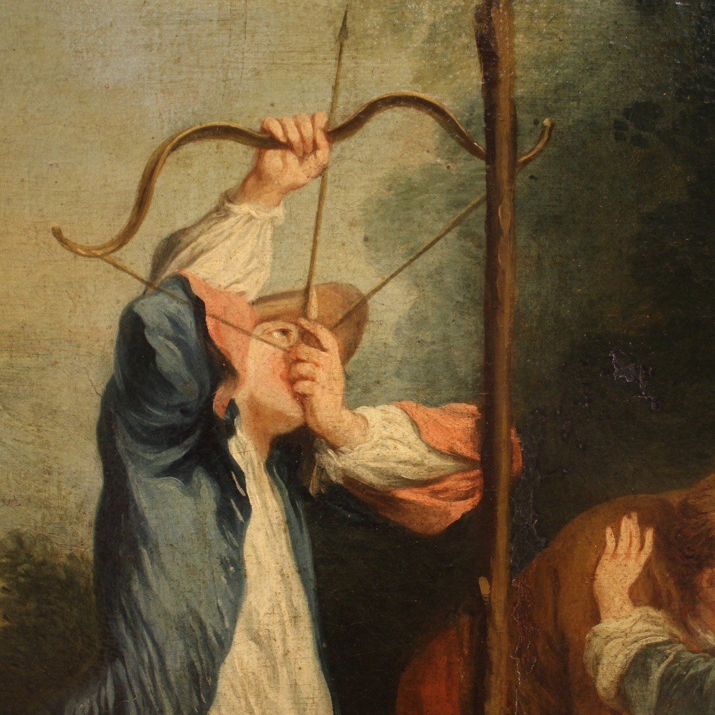 Dipinto francese rococò scena di genere del XVIII secolo-photo-8