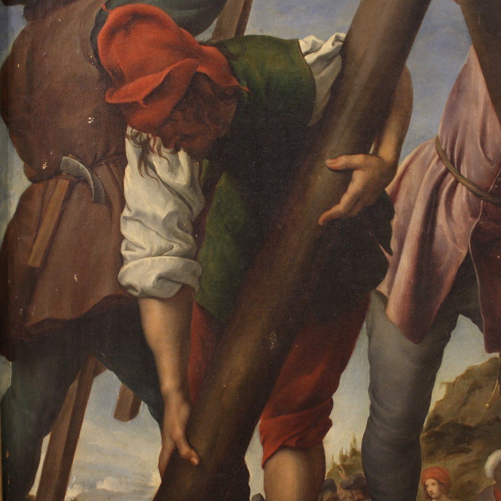Grande dipinto religioso del XIX secolo, il martirio di Sant'Andrea-photo-4