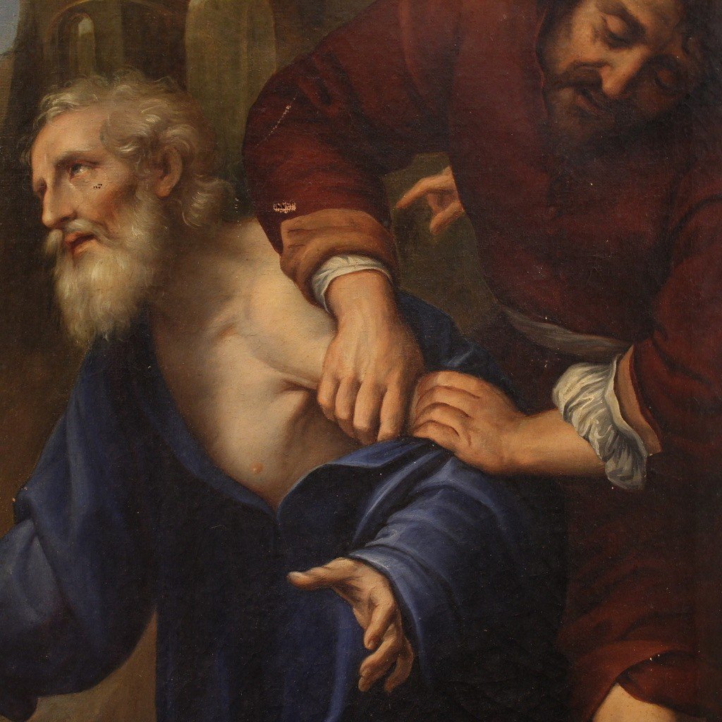 Grande dipinto religioso del XIX secolo, il martirio di Sant'Andrea-photo-8