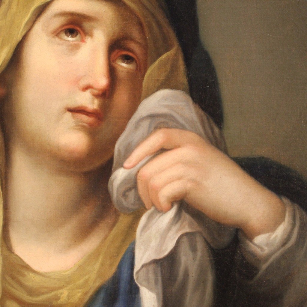 Antico dipinto italiano Vergine addolorata del XVIII secolo-photo-1