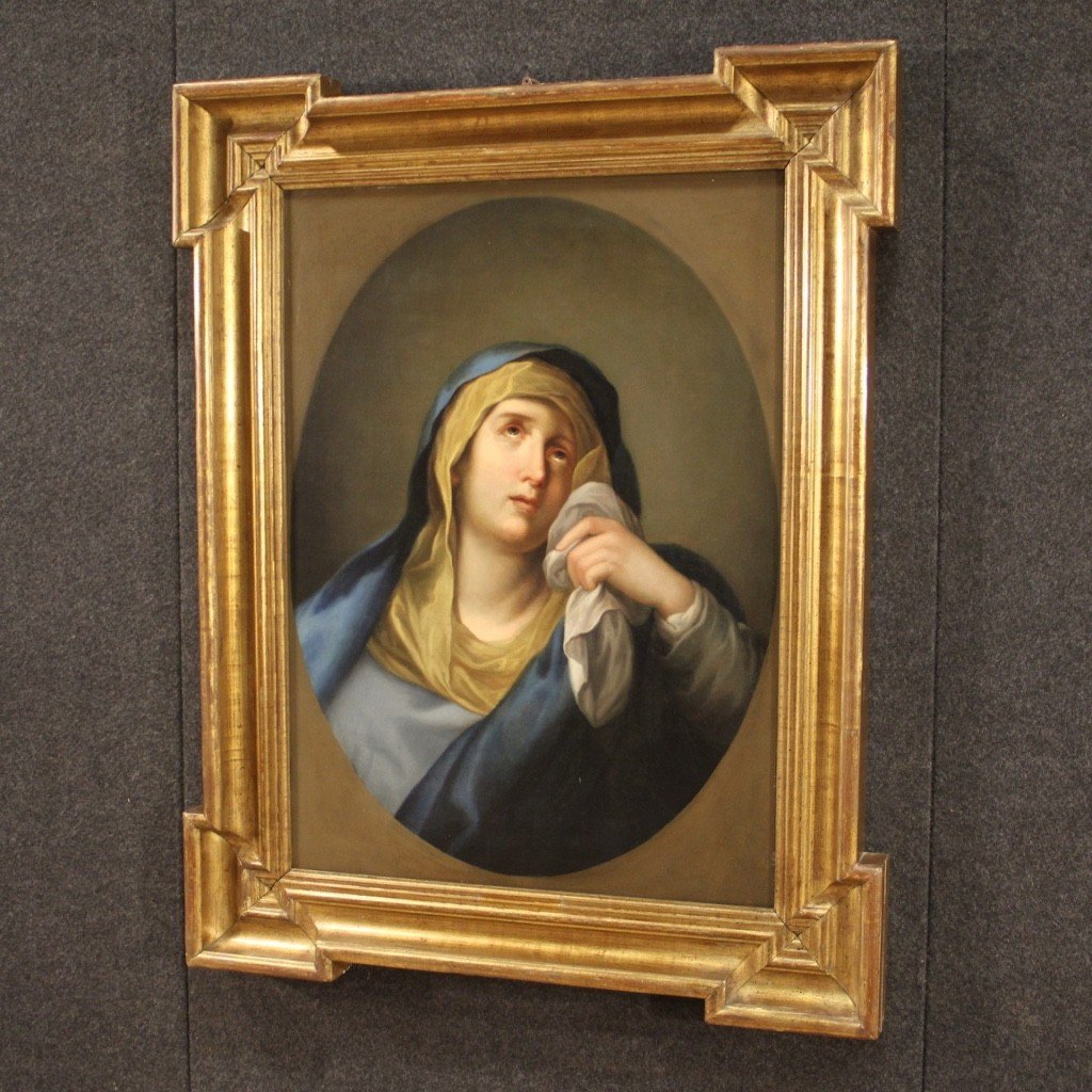 Antico dipinto italiano Vergine addolorata del XVIII secolo-photo-2