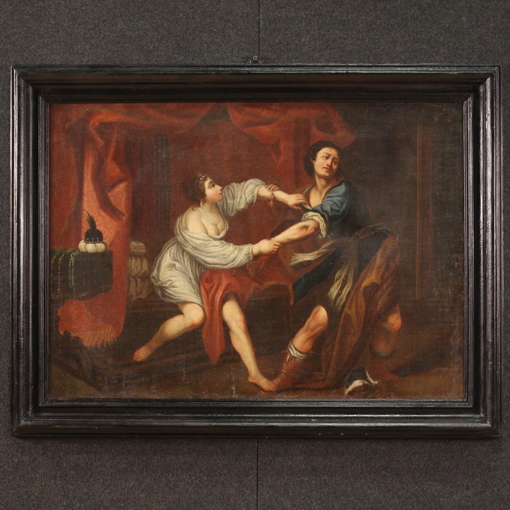 Dipinto italiano del XVIII secolo, Giuseppe e la moglie di Putifarre-photo-2
