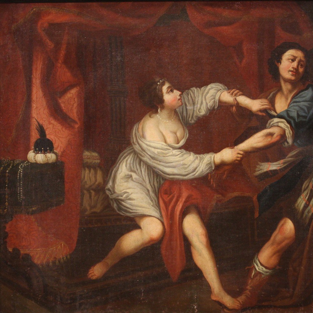 Dipinto italiano del XVIII secolo, Giuseppe e la moglie di Putifarre-photo-2