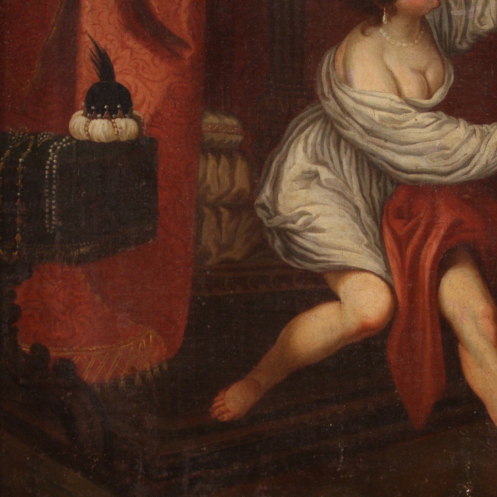 Dipinto italiano del XVIII secolo, Giuseppe e la moglie di Putifarre-photo-4