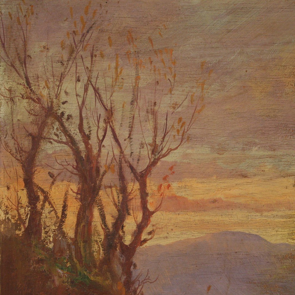 Dipinto paesaggio firmato olio su tavoletta anni 30'  -photo-3