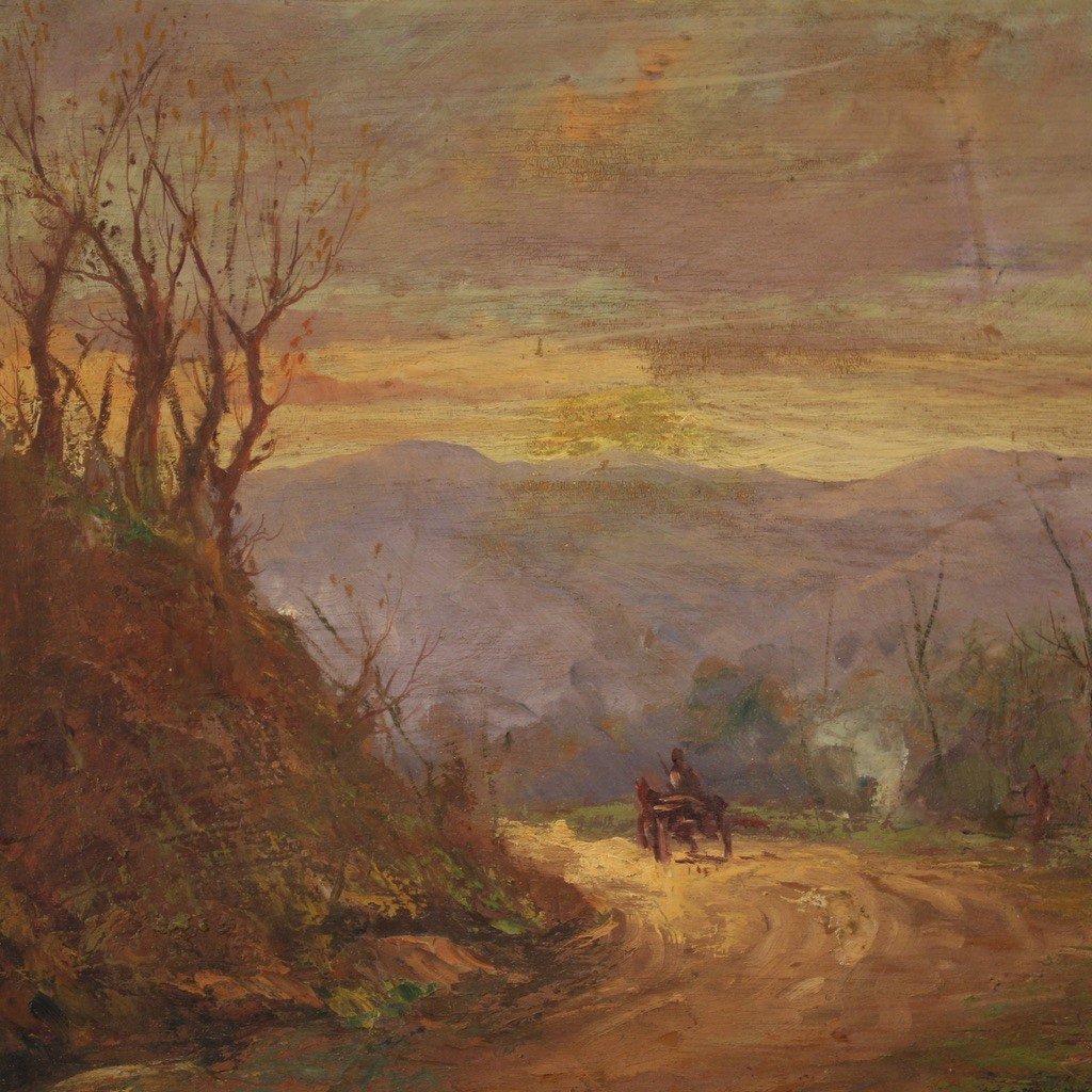 Dipinto paesaggio firmato olio su tavoletta anni 30'  -photo-6