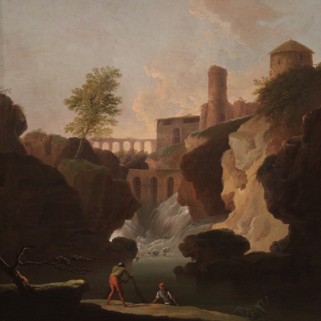 Grande dipinto paesaggio della seconda metà del XVIII secolo-photo-2