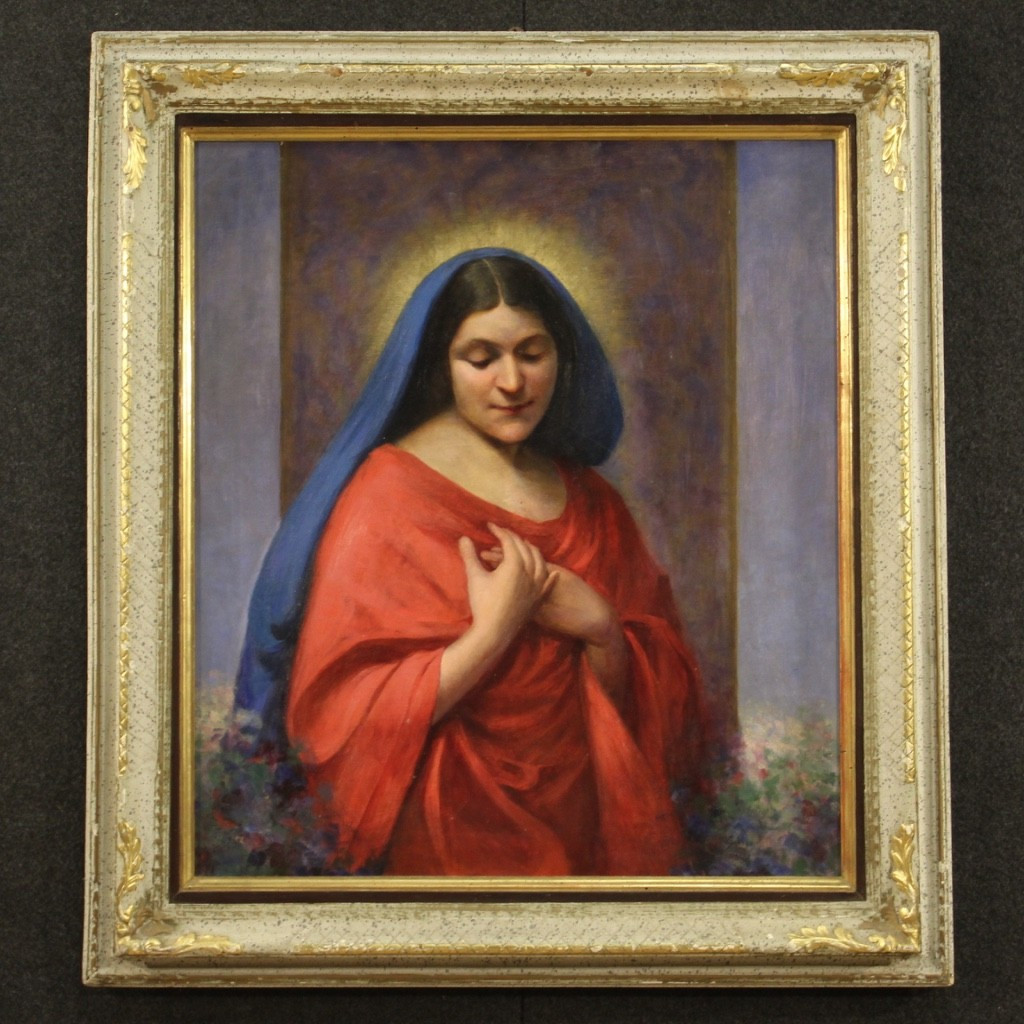 Dipinto italiano religioso Madonna datato 1929