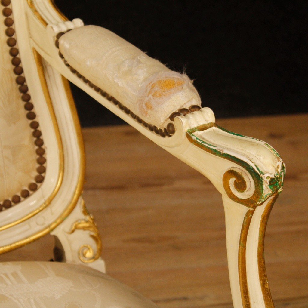 Poltrone dipinte e dorate in stile Luigi XV del XX secolo-photo-5