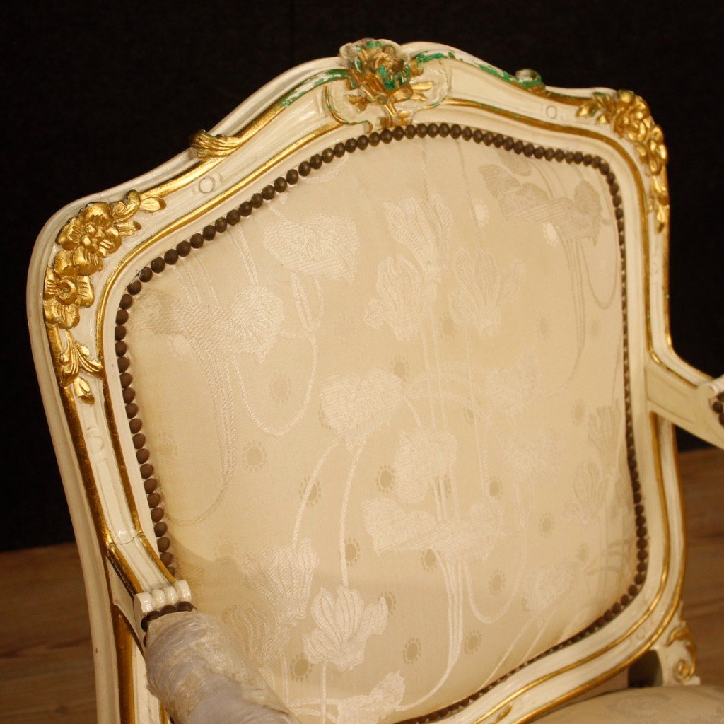 Poltrone dipinte e dorate in stile Luigi XV del XX secolo-photo-7