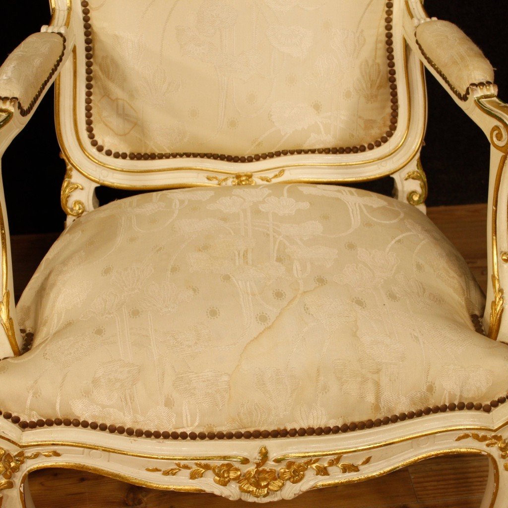 Poltrone dipinte e dorate in stile Luigi XV del XX secolo-photo-8