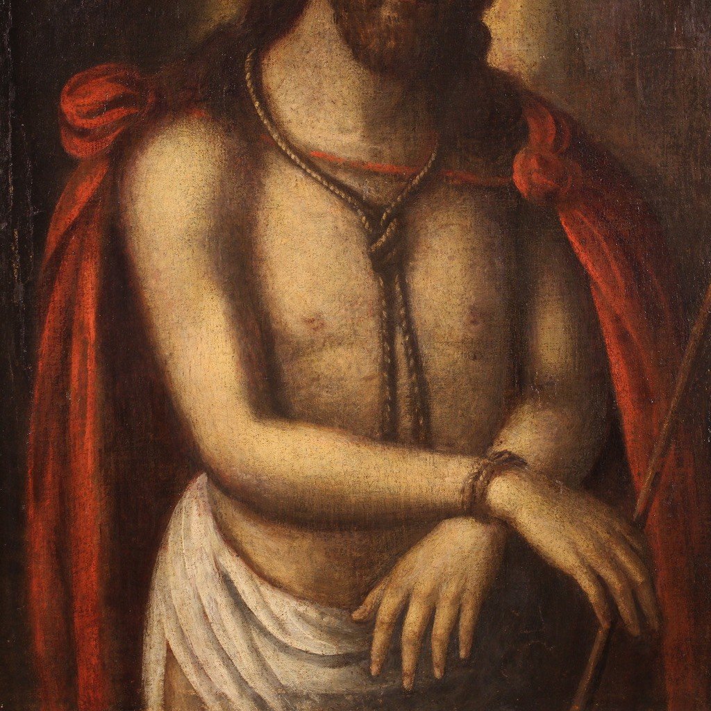 Quadro religioso olio su tela del XVII secolo, Cristo Ecce Homo-photo-1