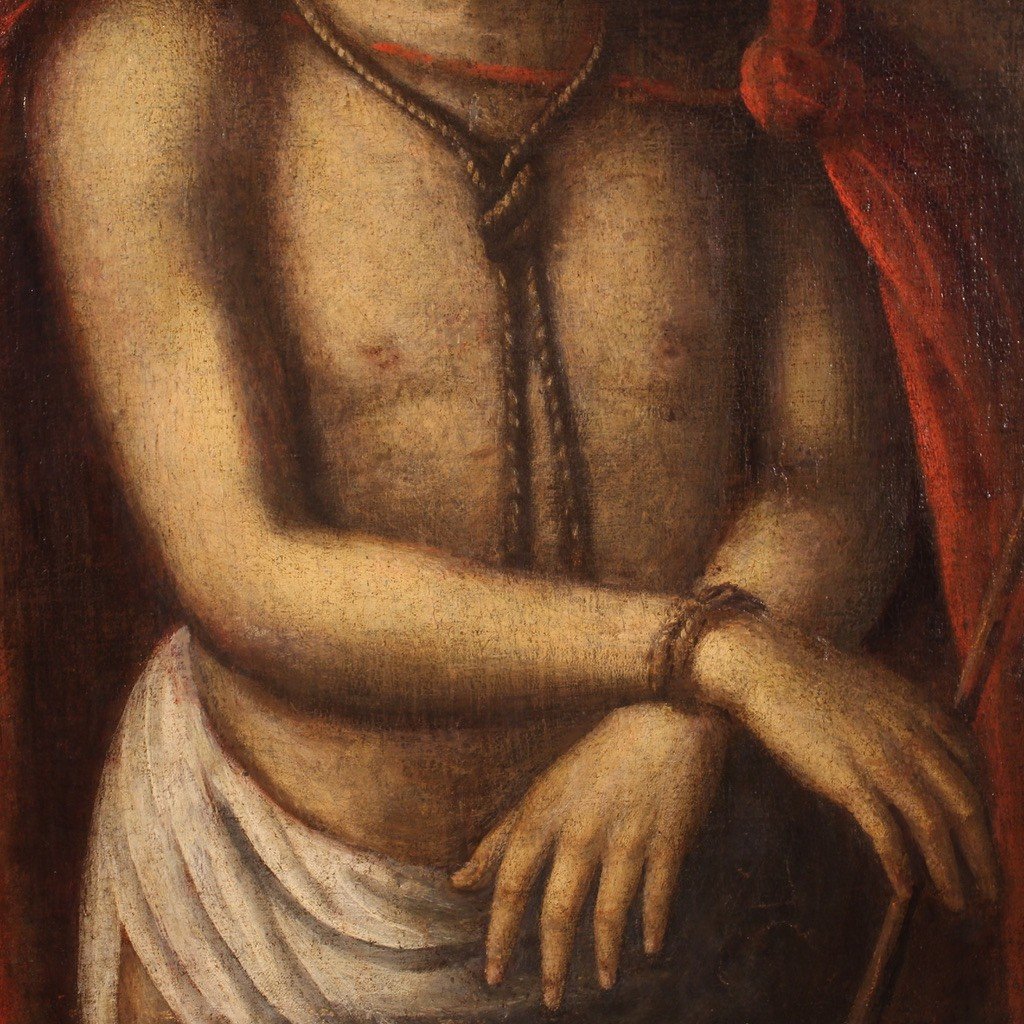 Quadro religioso olio su tela del XVII secolo, Cristo Ecce Homo-photo-5