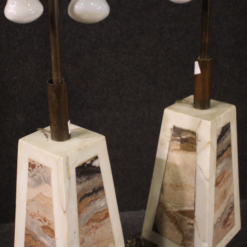 Bella coppia di lampade in marmo anni 60'-photo-1