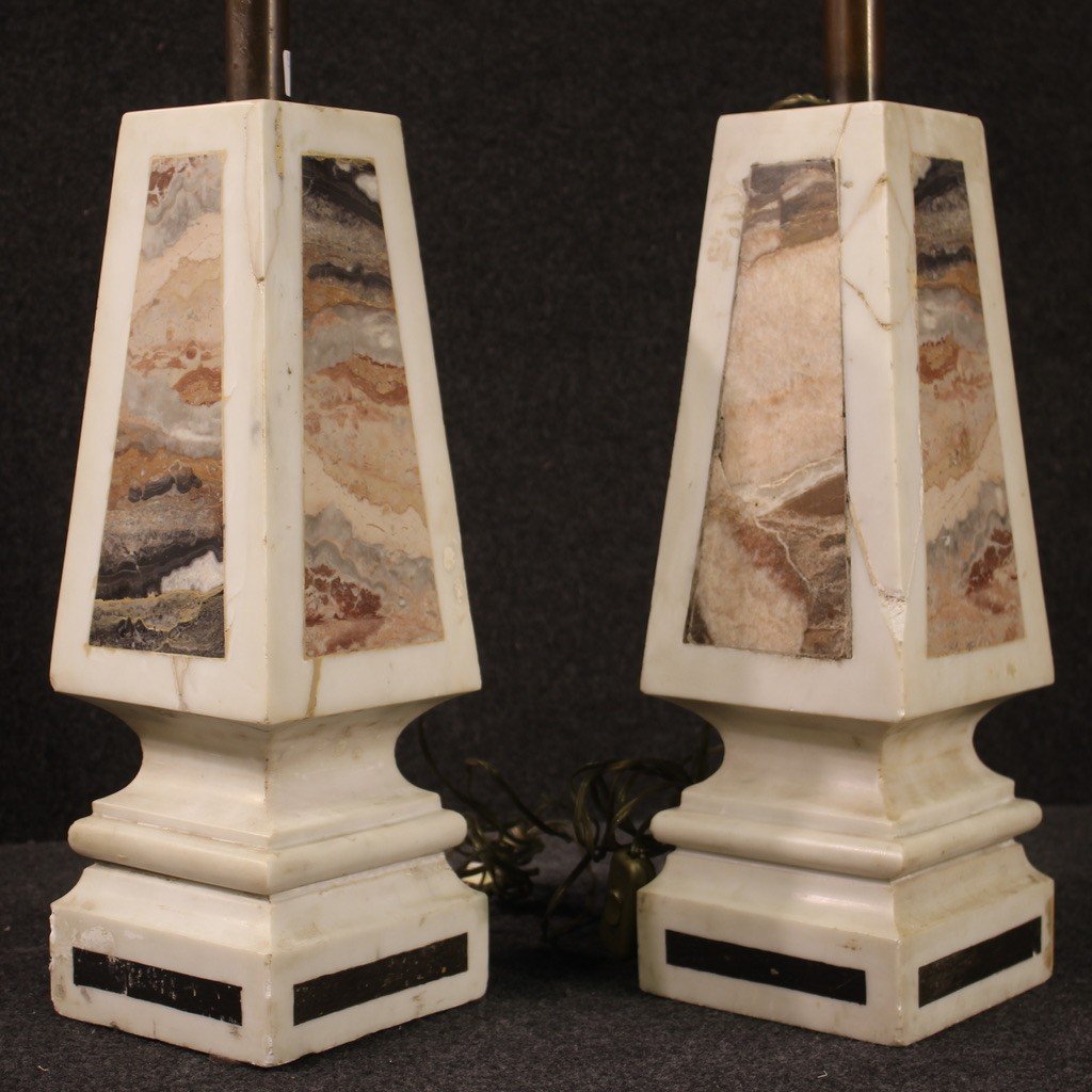 Bella coppia di lampade in marmo anni 60'-photo-2