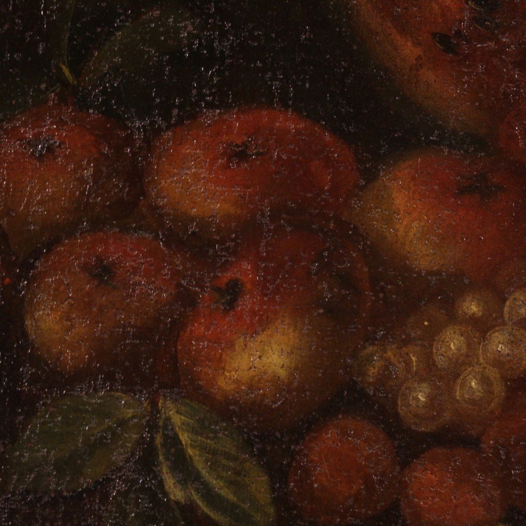 Antico dipinto ovale natura morta del XVIII secolo-photo-6