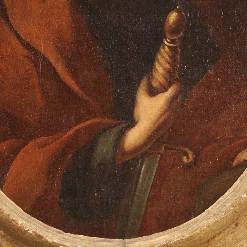 Dipinto italiano ovale religioso del XVII secolo, San Paolo-photo-1