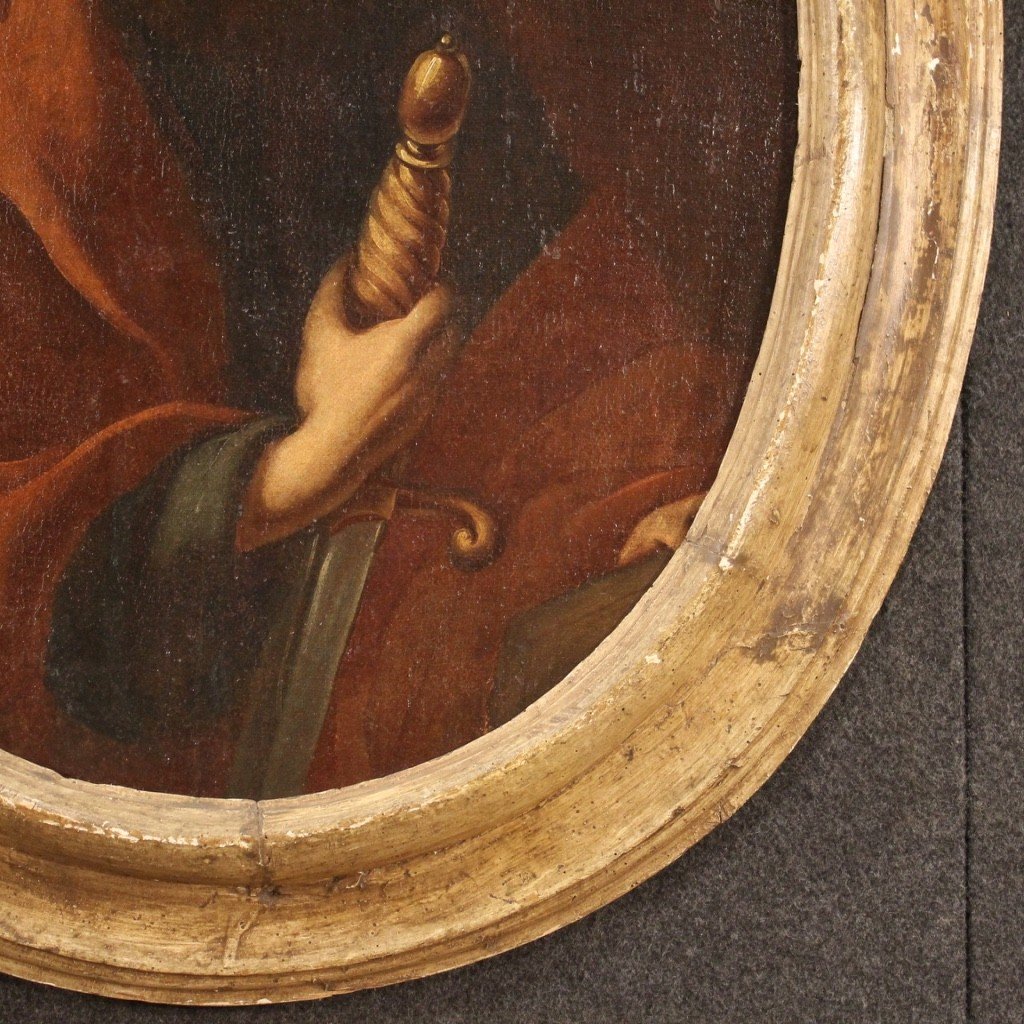 Dipinto italiano ovale religioso del XVII secolo, San Paolo-photo-8