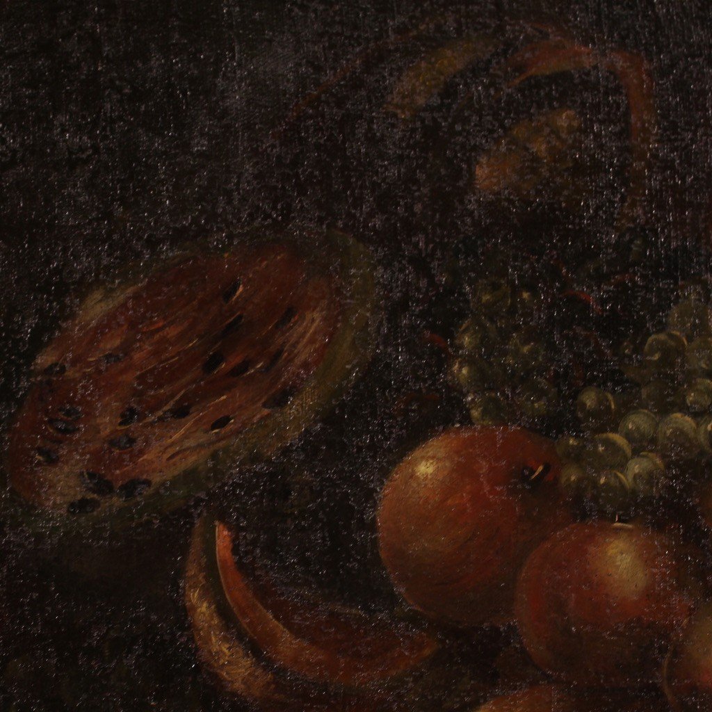 Dipinto natura morta olio su tela del XVIII secolo-photo-4