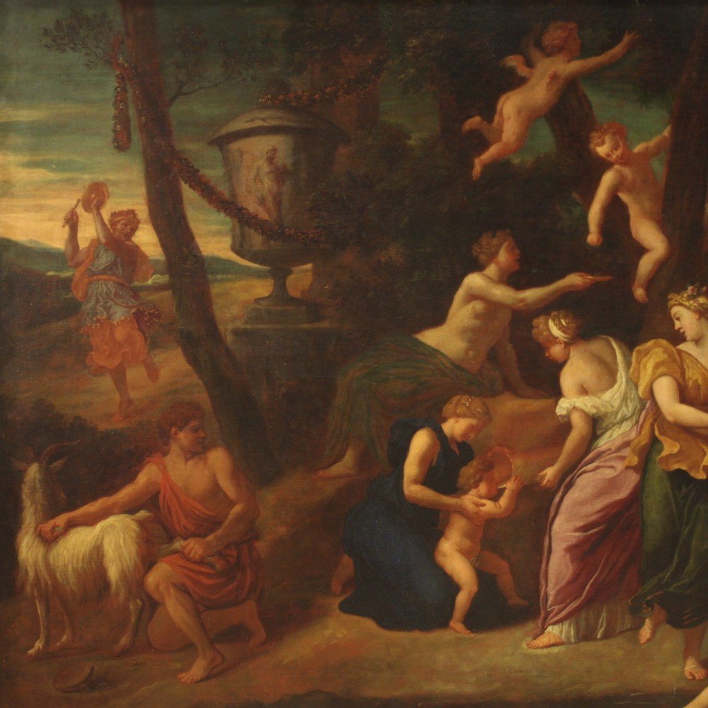 Grande quadro mitologico del XVII secolo, Zeus infante e la capra Amaltea -photo-4