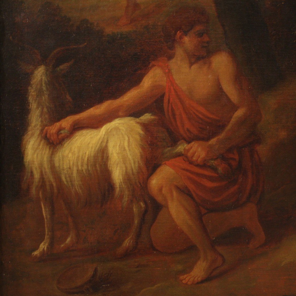 Grande quadro mitologico del XVII secolo, Zeus infante e la capra Amaltea -photo-6