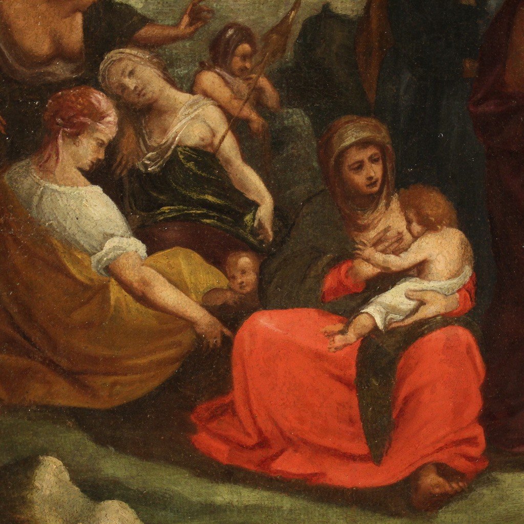 Dipinto religioso del XVII secolo, Mosè riceve le tavole della legge-photo-5