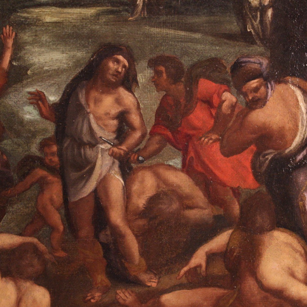 Dipinto religioso del XVII secolo, Mosè riceve le tavole della legge-photo-8
