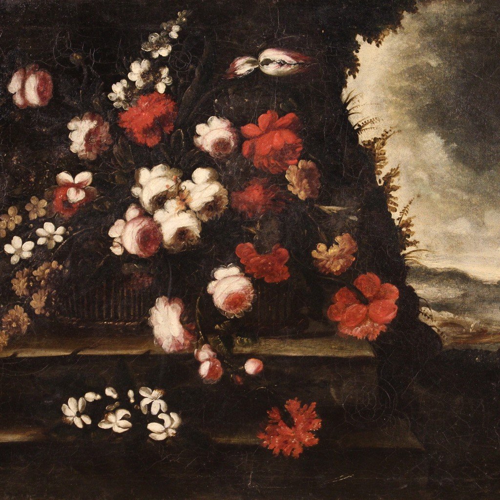 Antico dipinto natura morta del XVIII secolo-photo-3