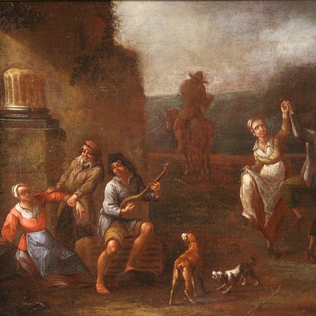 Pittura antica Scuola dei bamboccianti del XVII secolo-photo-1