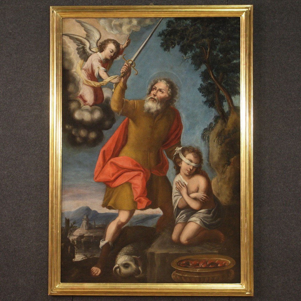 Dipinto religioso del XVII secolo, Sacrificio di Isacco-photo-2