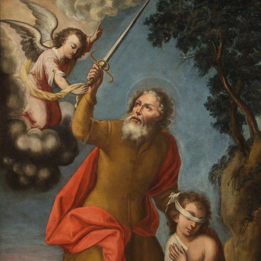 Dipinto religioso del XVII secolo, Sacrificio di Isacco-photo-3