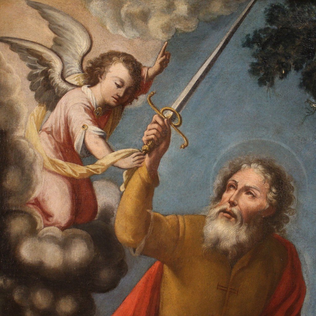 Dipinto religioso del XVII secolo, Sacrificio di Isacco-photo-4