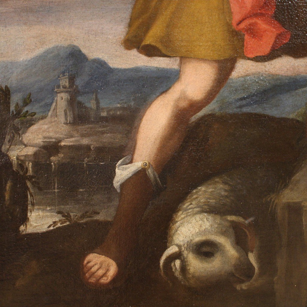 Dipinto religioso del XVII secolo, Sacrificio di Isacco-photo-5