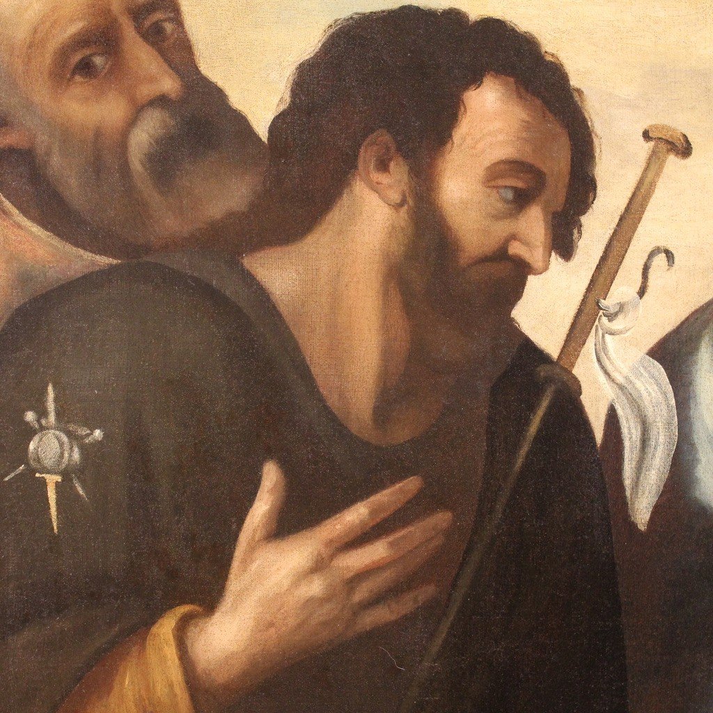 Dipinto veneto religioso del XVI secolo, Madonna col Bambino e Santi con lo Scapolare-photo-5