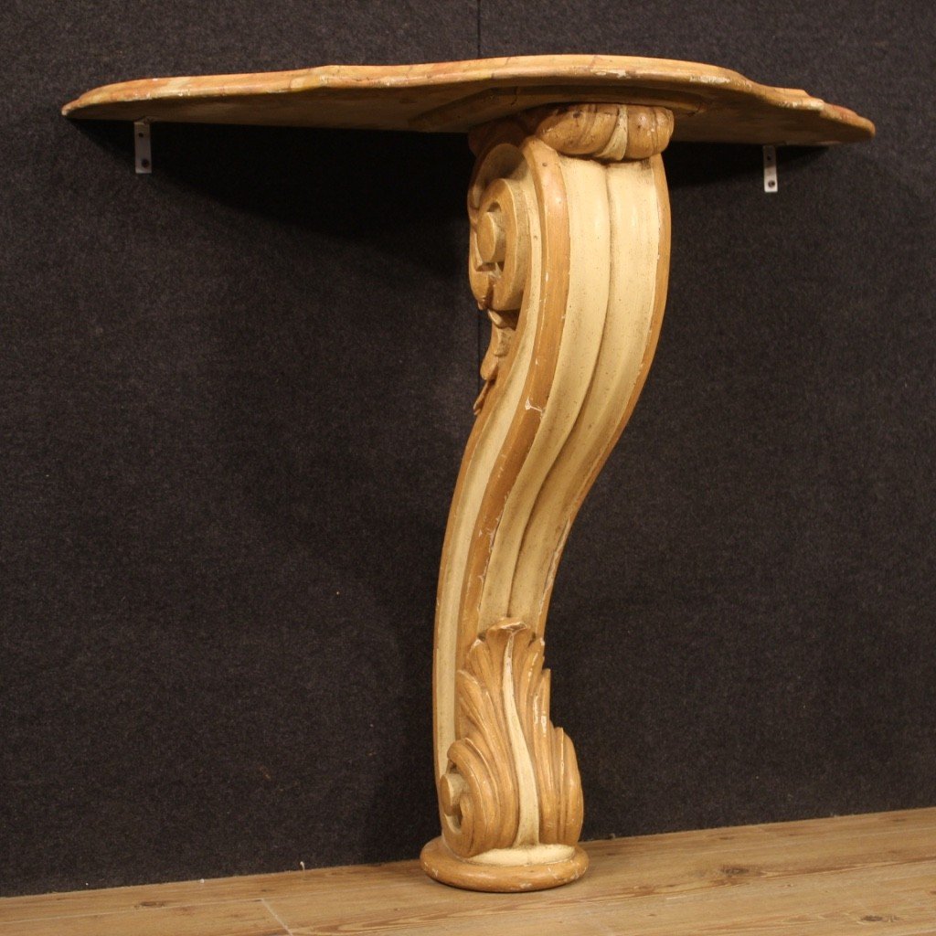 Console italiana in legno laccato e dipinto del XX secolo-photo-8