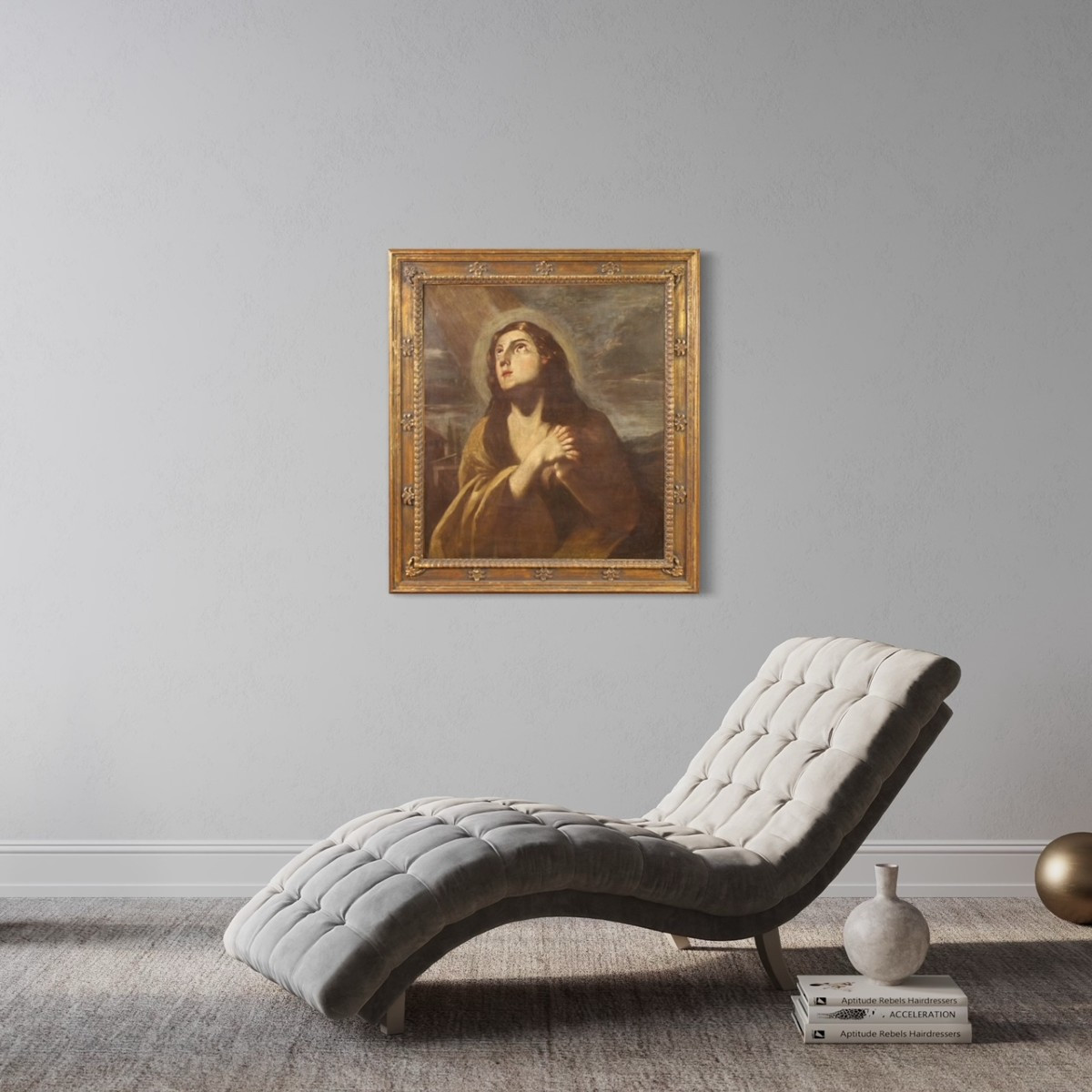 Antico Dipinto religioso Maddalena del XVII secolo-photo-2