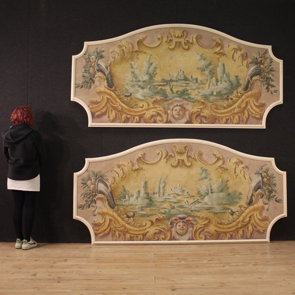 Quadro tempera su tela paesaggio del XVIII secolo-photo-2