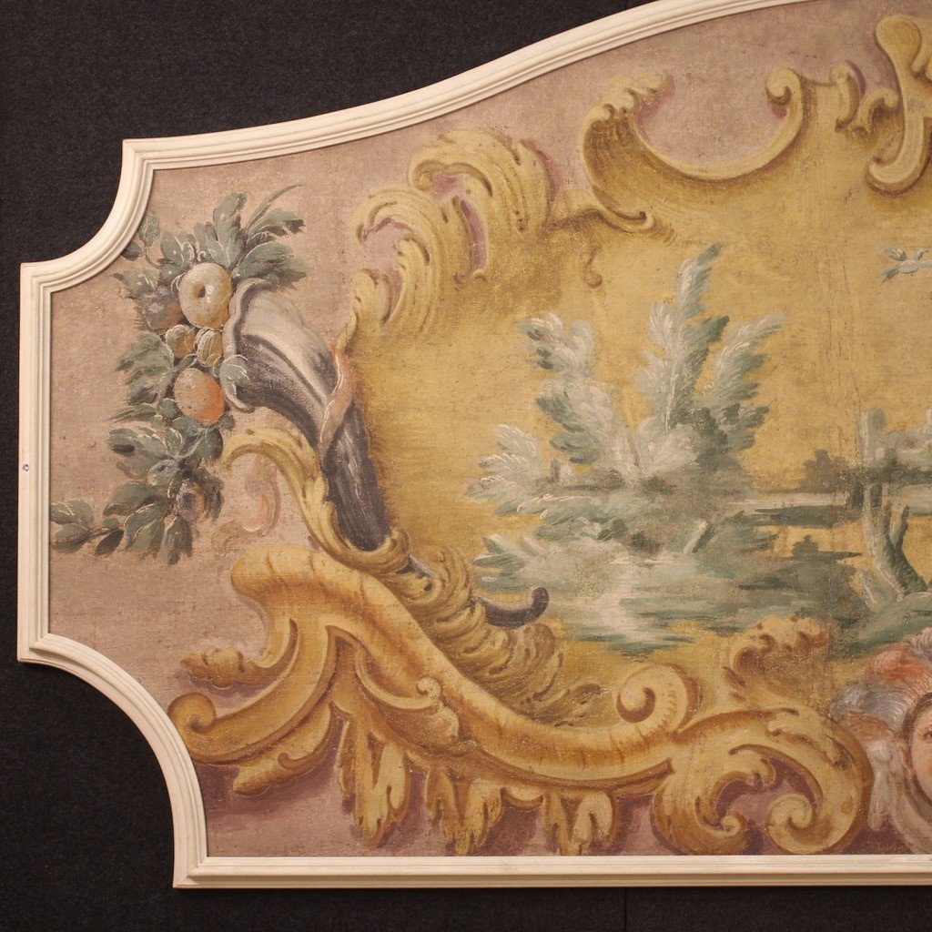 Quadro tempera su tela paesaggio del XVIII secolo-photo-3