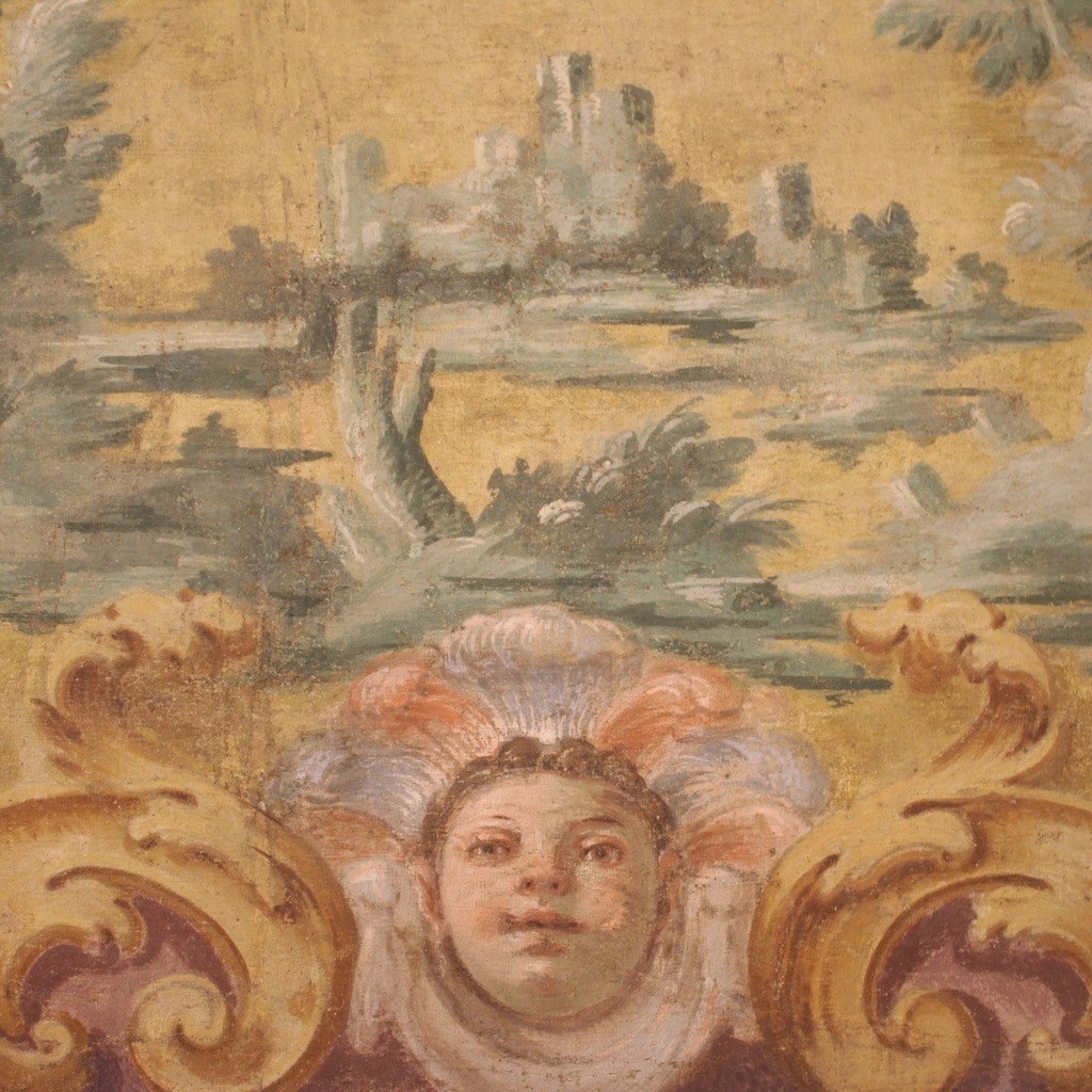 Quadro tempera su tela paesaggio del XVIII secolo-photo-1