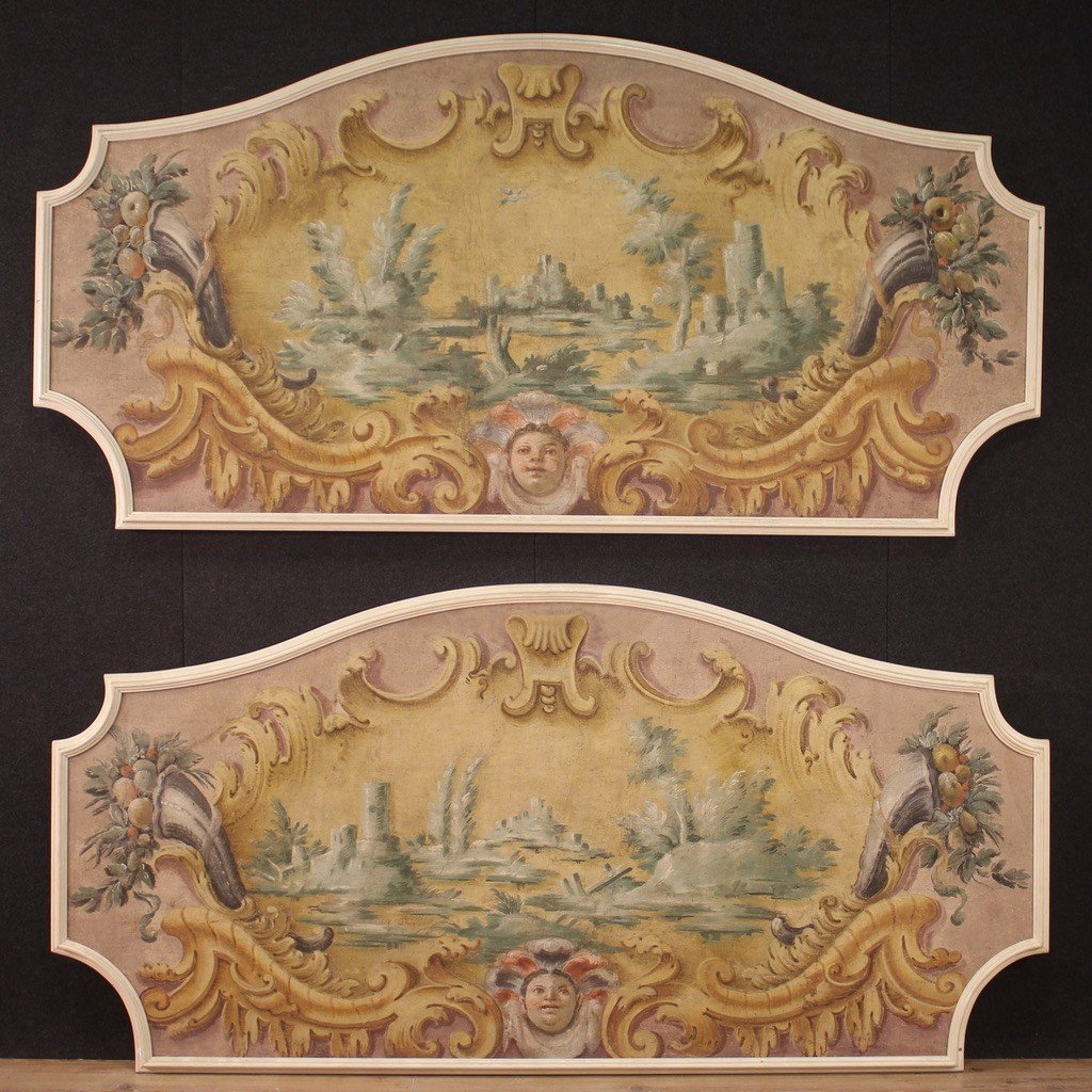 Quadro tempera su tela paesaggio del XVIII secolo-photo-2