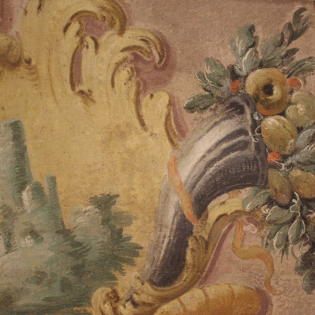 Quadro tempera su tela paesaggio del XVIII secolo-photo-7