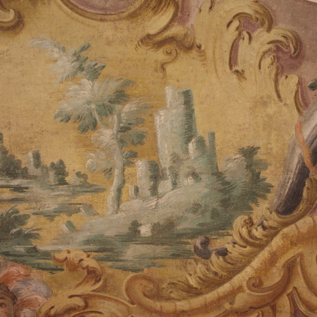 Quadro tempera su tela paesaggio del XVIII secolo-photo-8