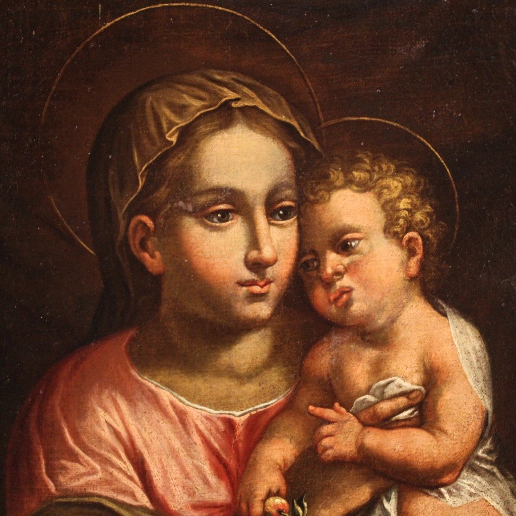 Dipinto religioso Madonna con bambino del XVII secolo-photo-1