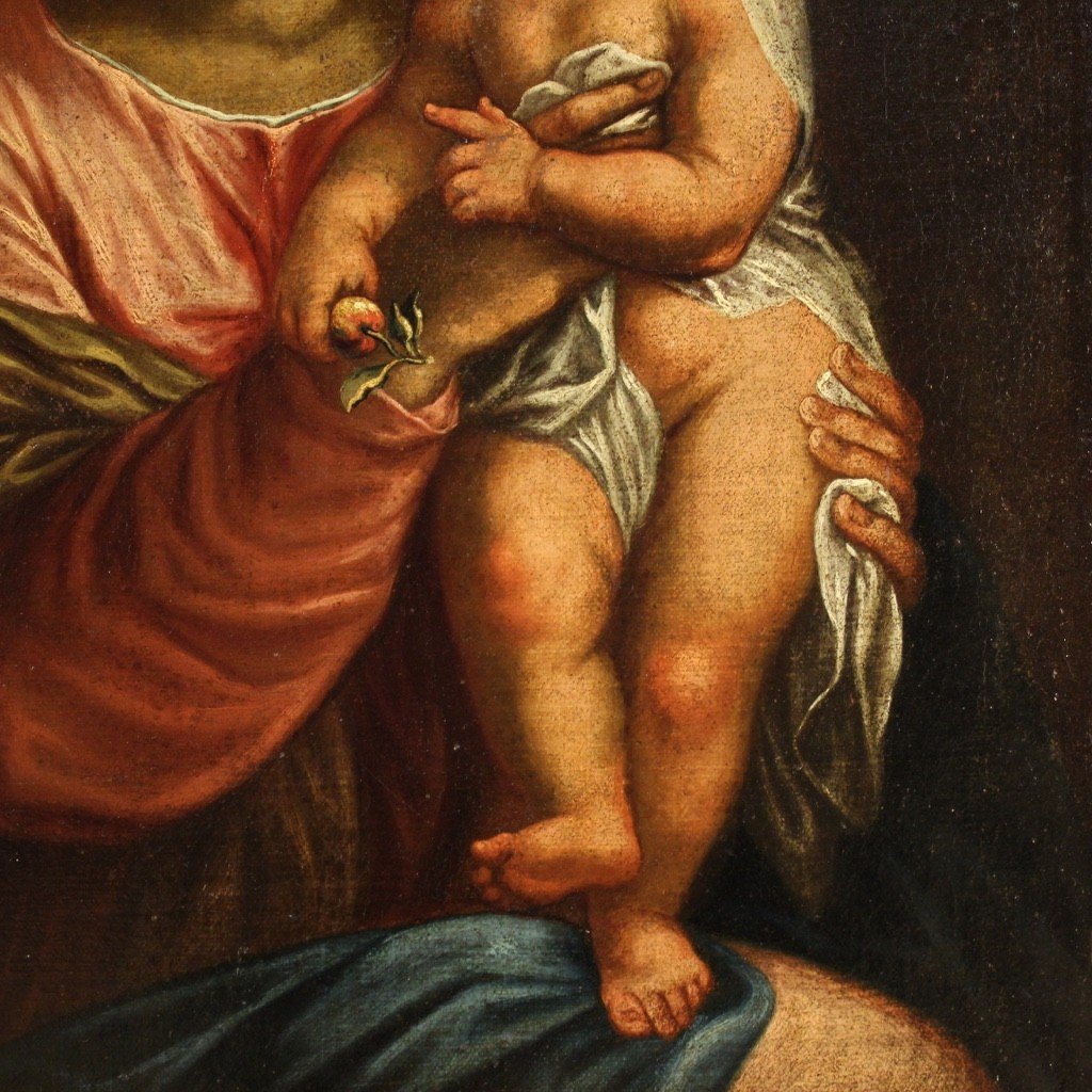 Dipinto religioso Madonna con bambino del XVII secolo-photo-5