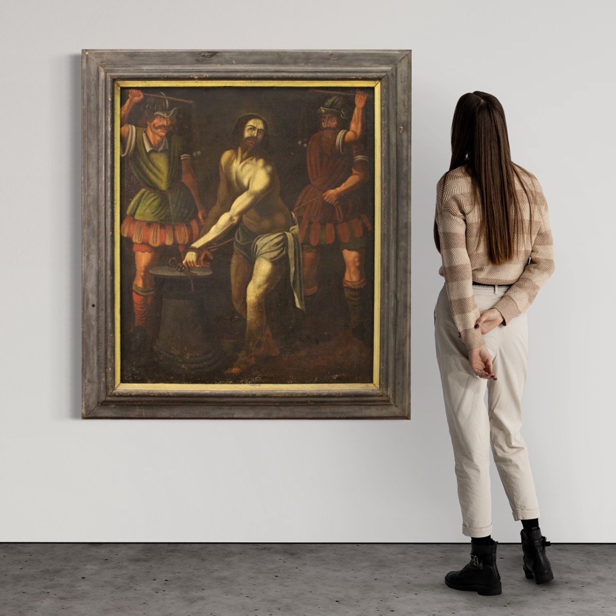 Dipinto religioso italiano Flagellazione di Gesù del XVII secolo-photo-4