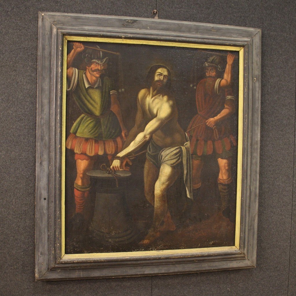 Dipinto religioso italiano Flagellazione di Gesù del XVII secolo-photo-7
